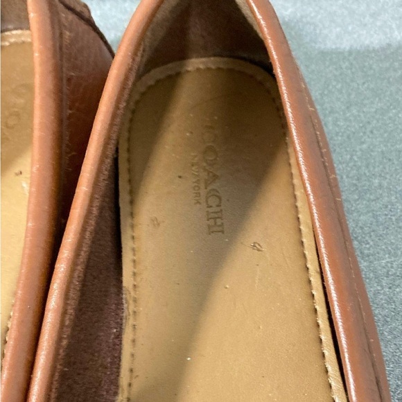 Coach English Tan Leather Driving Loafers With Gold Signature Accent Size 6.5 B - Picture 5 of 10